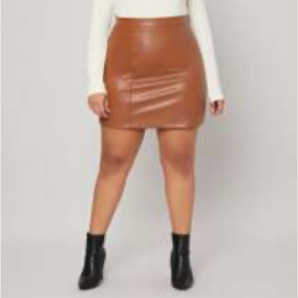 Brown Leather Mini Skirt